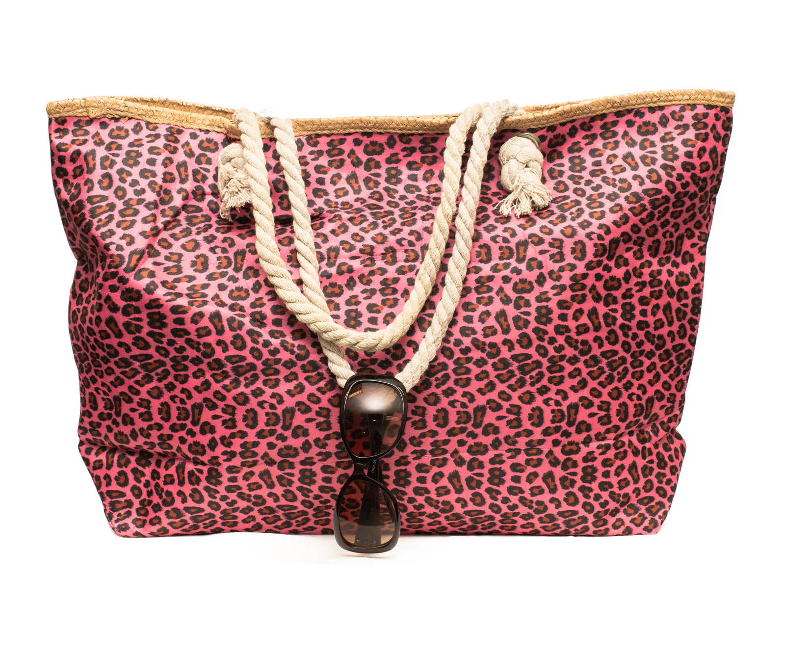 StyleBREAKER Strandtasche Mit Leoparden Print | Große Shopper Tasche 58x38x20cm | Mit Reißverschluss